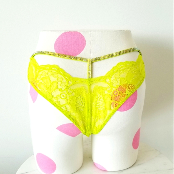 Victoria's Secret Very Sexy Shine Strap Neon Lace Brazilian Panty Rhinestone NWT - Picture 6 of 13